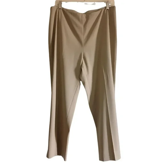 AKRIS Wool Knit Taupe Beige Tapered Straight Slim Cropped Trouser Slacks Pants - Picture 1 of 3